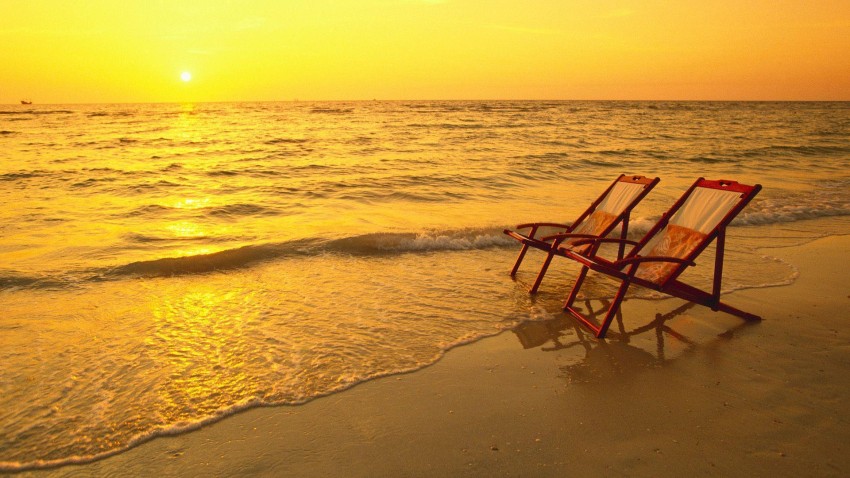 Chair On Beach HD Background Wallpaper