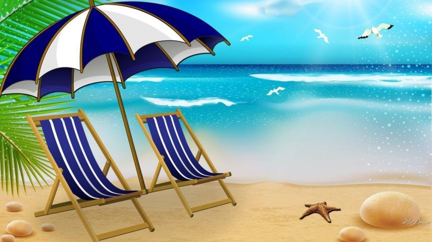 Chair On Beach HD Background Wallpaper