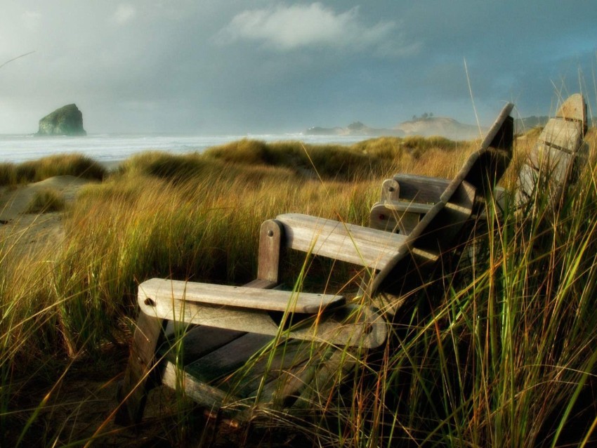 Chair On Beach HD Background Wallpaper