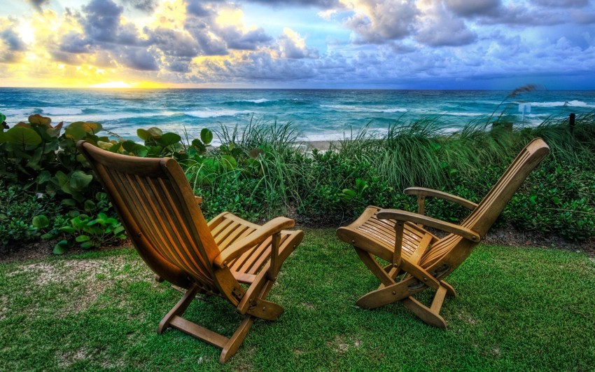 Chair On Beach HD Background Wallpaper