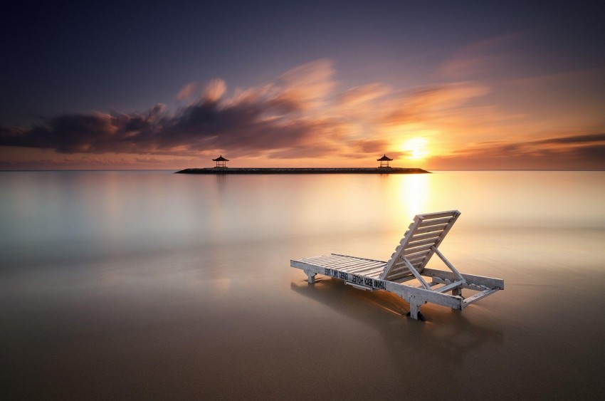 Chair On Beach HD Background Wallpaper