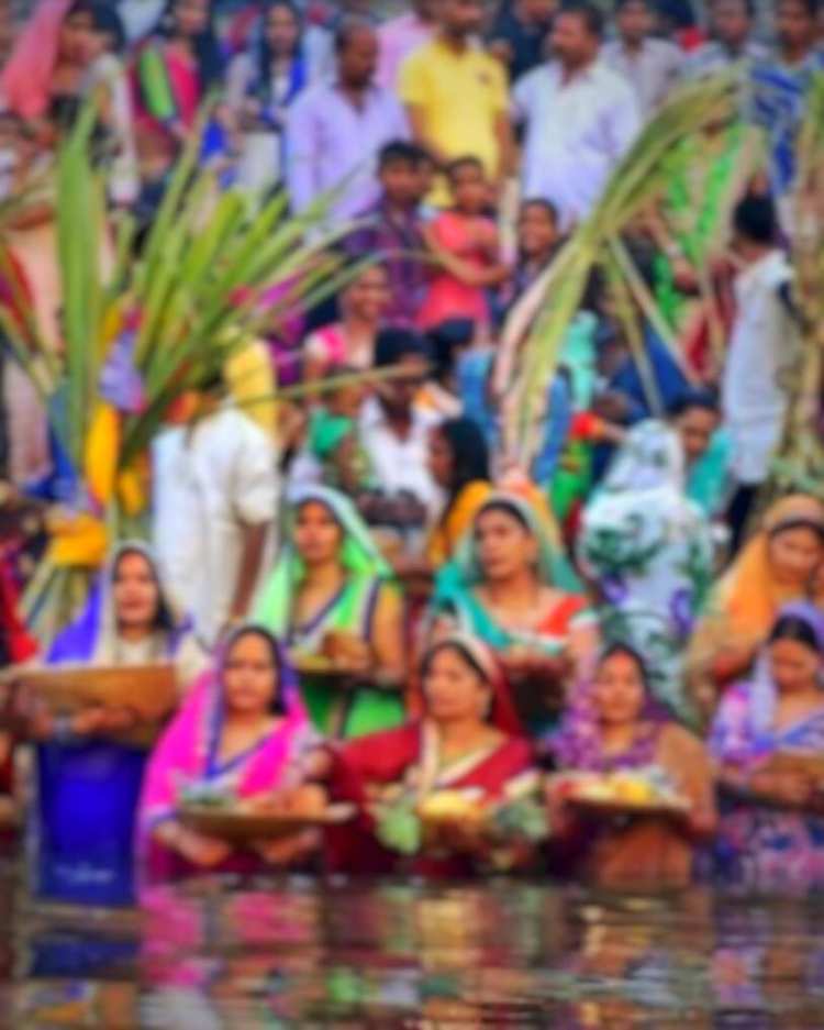 Chhath Puja Editing Woman In Water Background HD