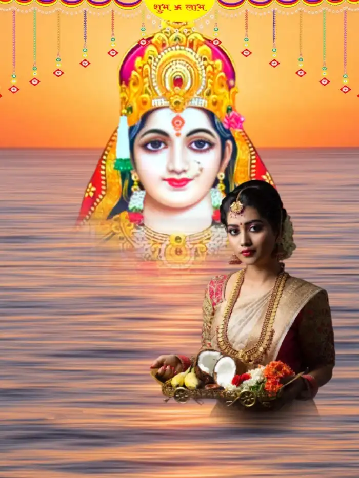 Chhath Puja Girl In Water CB Picsart Editing Background