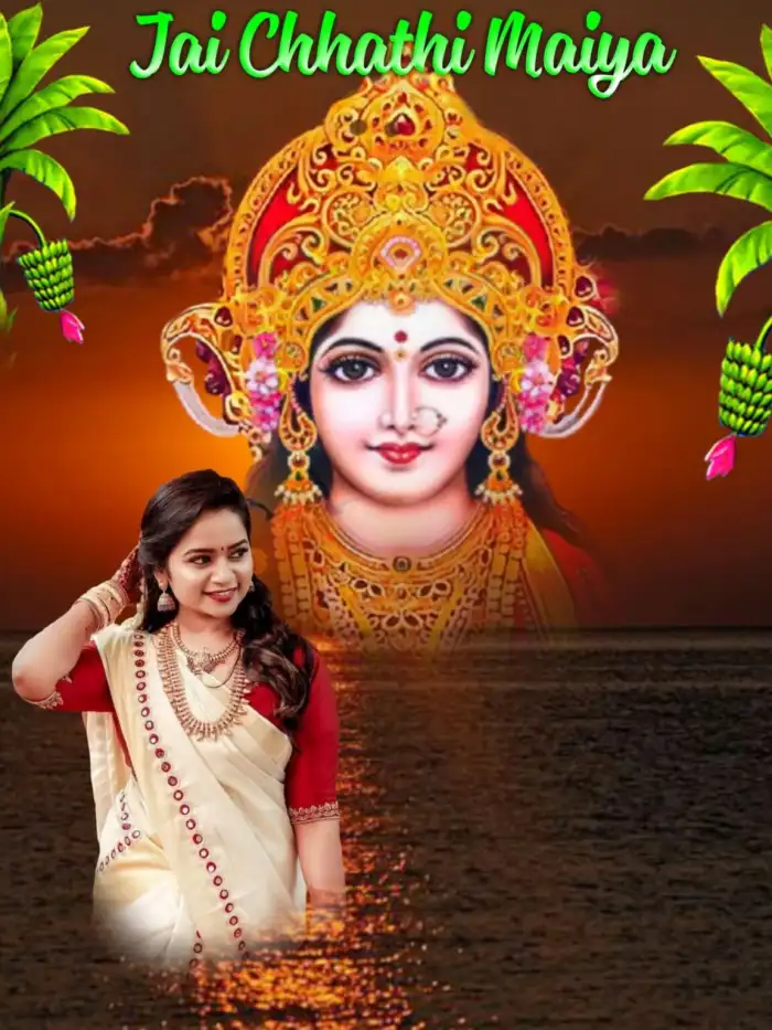 Chhath Puja Girl In Water CB Picsart Editing Background