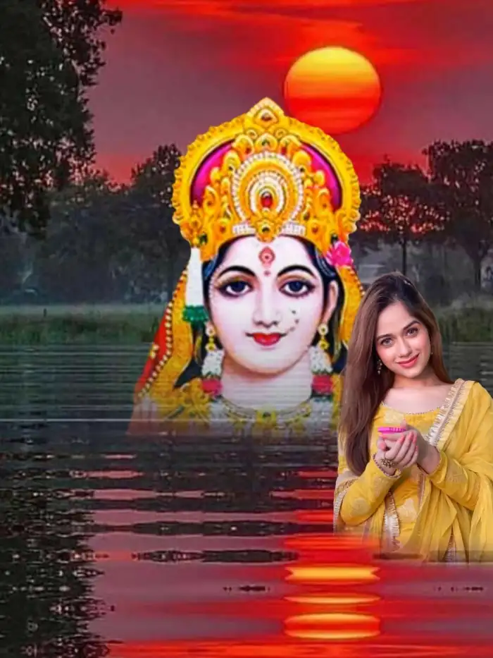 Chhath Puja Girl In Water CB Picsart Editing Background