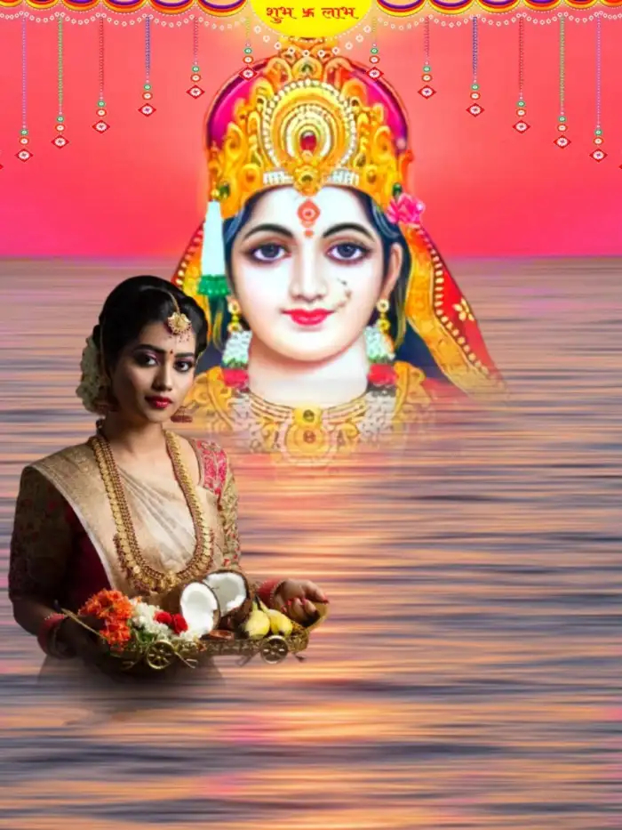 Chhath Puja Sea Water With Girl Editing Background