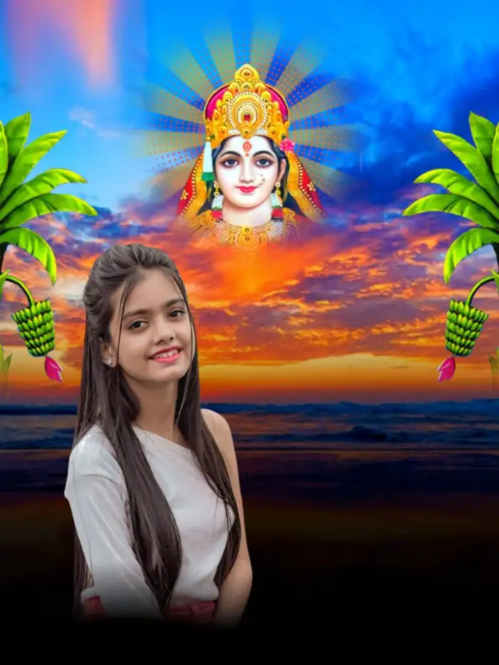 Chhath Puja Sea Water With Girl Editing Background