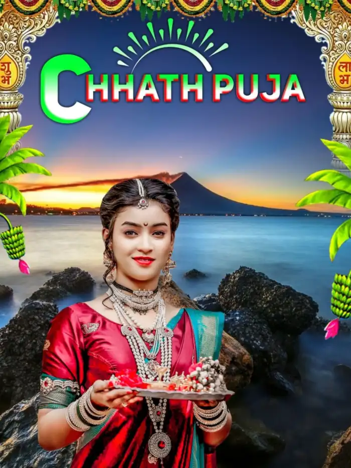 Chhath Puja With Girl Editing Background