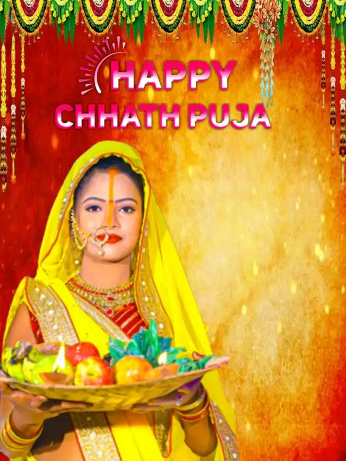 Chhath Puja With Girl In Saree Photo Editing Background