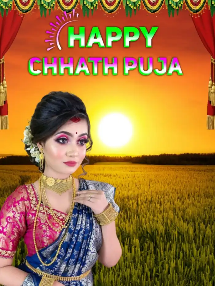 Chhath Puja With Girl In Water Editing Background For Picsart