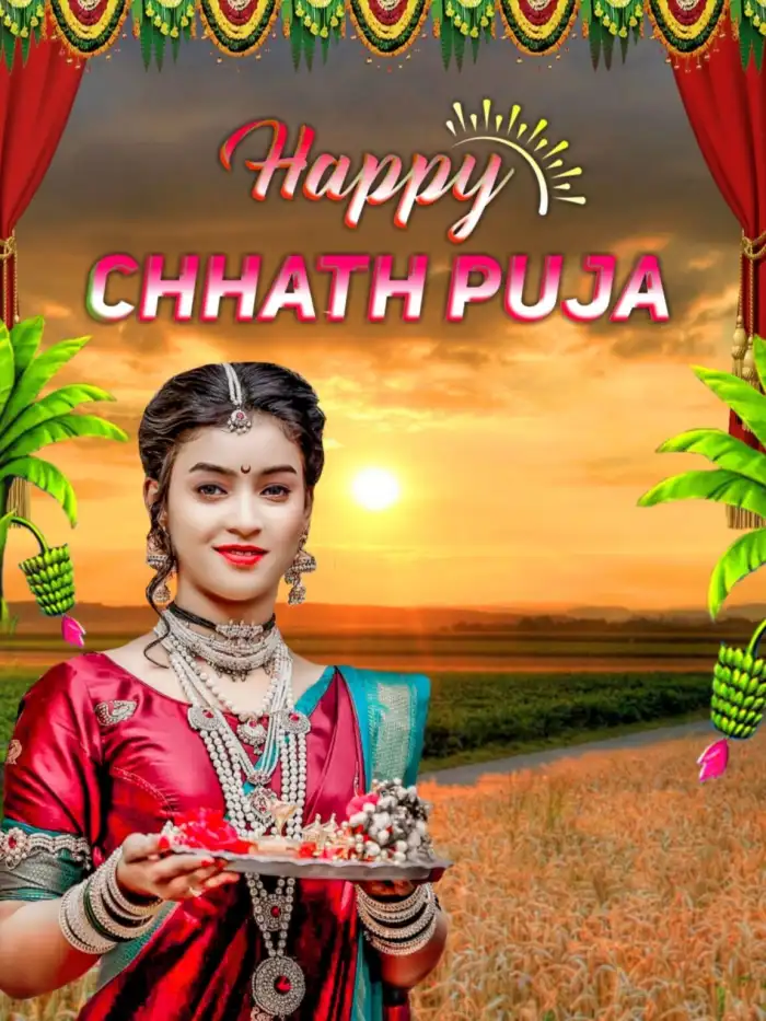 Chhath Puja With Girl In Water Editing Background For Picsart