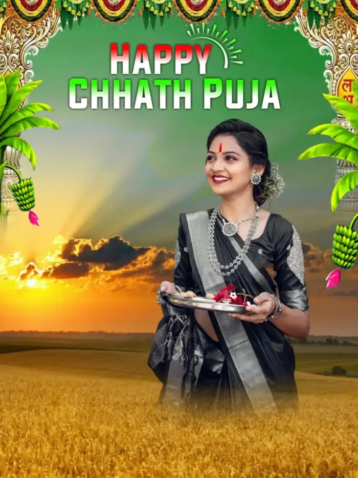 Chhath Puja With Girl In Water Editing Background For Picsart