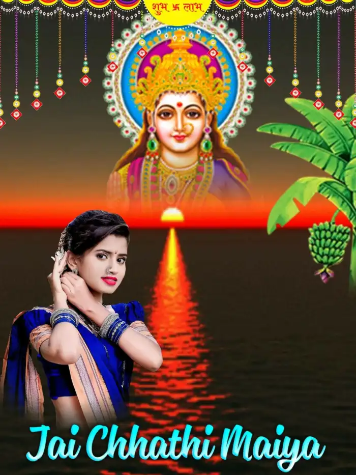 Chhath Puja With Girl Sunset WATER Editing Background