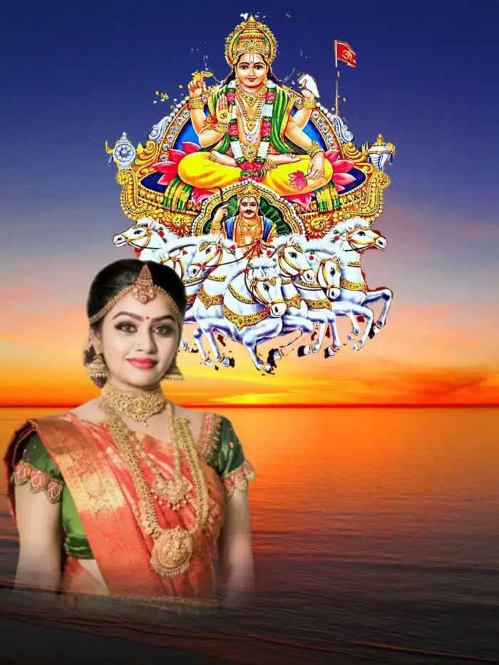 Chhath Puja With Girl Sunset WATER Editing Background