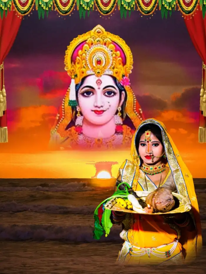 Chhath Puja With Indian Woman  Editing Background