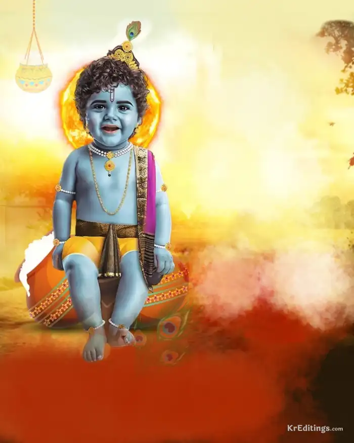 Child Baby Krishna Janmashtami Banner Background