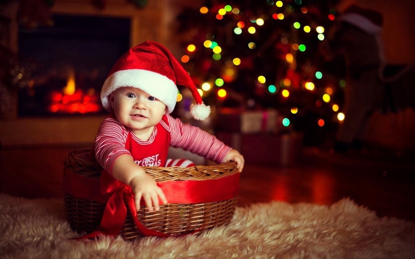 Christmas Baby Wear Cap Background Wallpaper