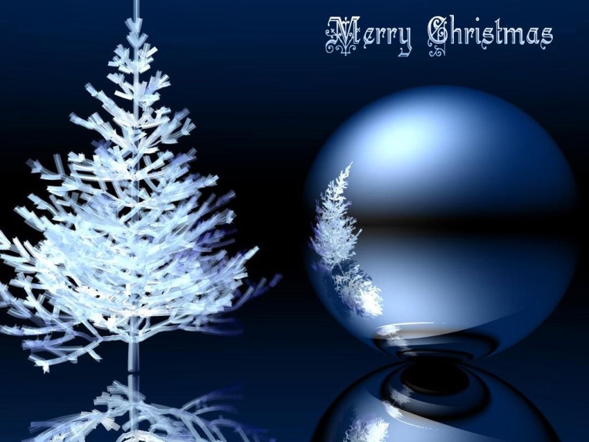 Christmas Blue Background Wallpaper HD