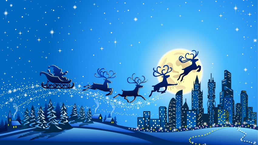 Christmas Blue Background Wallpaper HD