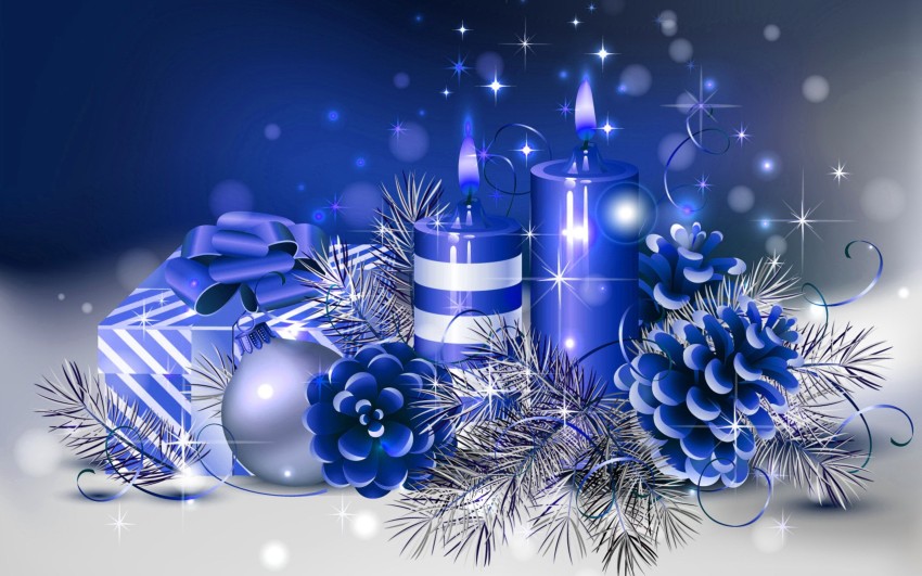 Christmas Blue Background Wallpaper HD