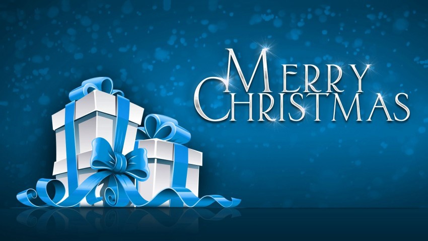 Christmas Blue Background Wallpaper HD