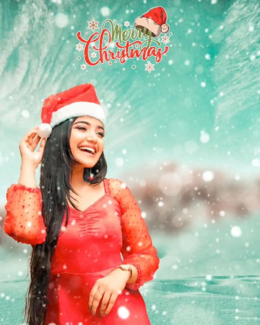 Christmas Girl In Santa Dress Photo Editing Background  HD