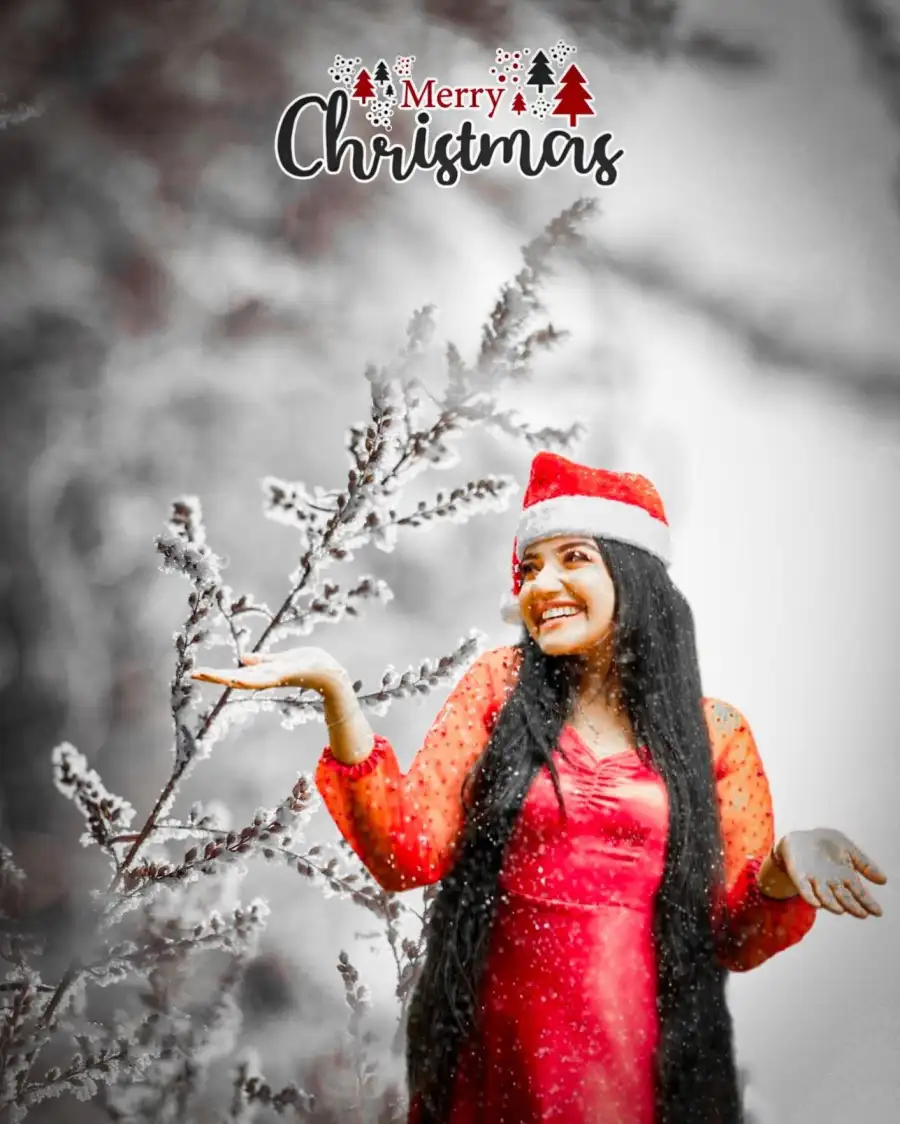 Christmas Girl In Santa Dress Photo Editing Background  HD