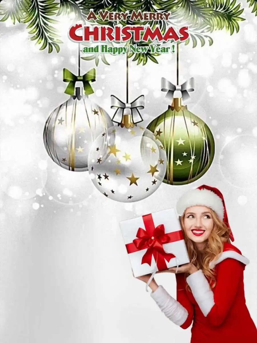 Christmas Girl With Gift Box HD Background Free