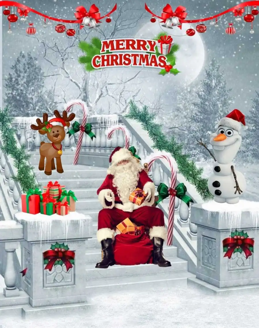 Christmas Santa Claus On Stars Picsart Background HD