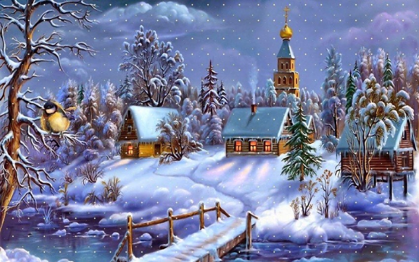 Christmas Snowfall Tree HD Backgrounds Wallpapers Images Photos