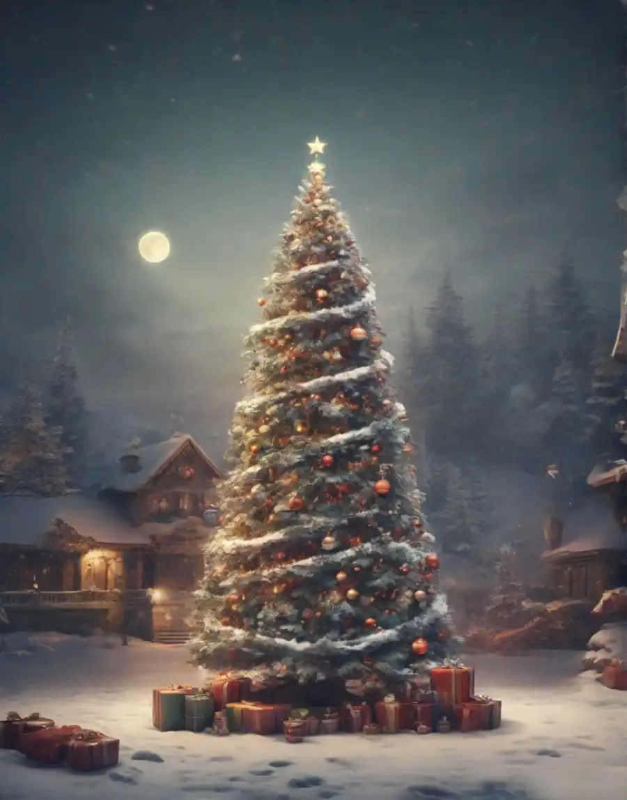 Christmas Tree Large Size Snow Editing Background  HD