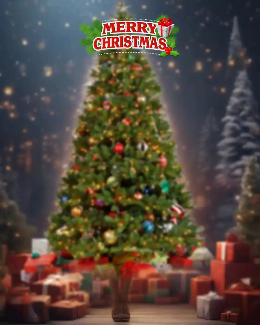 Christmas Tree WIth Gift Present Editing Background  HD