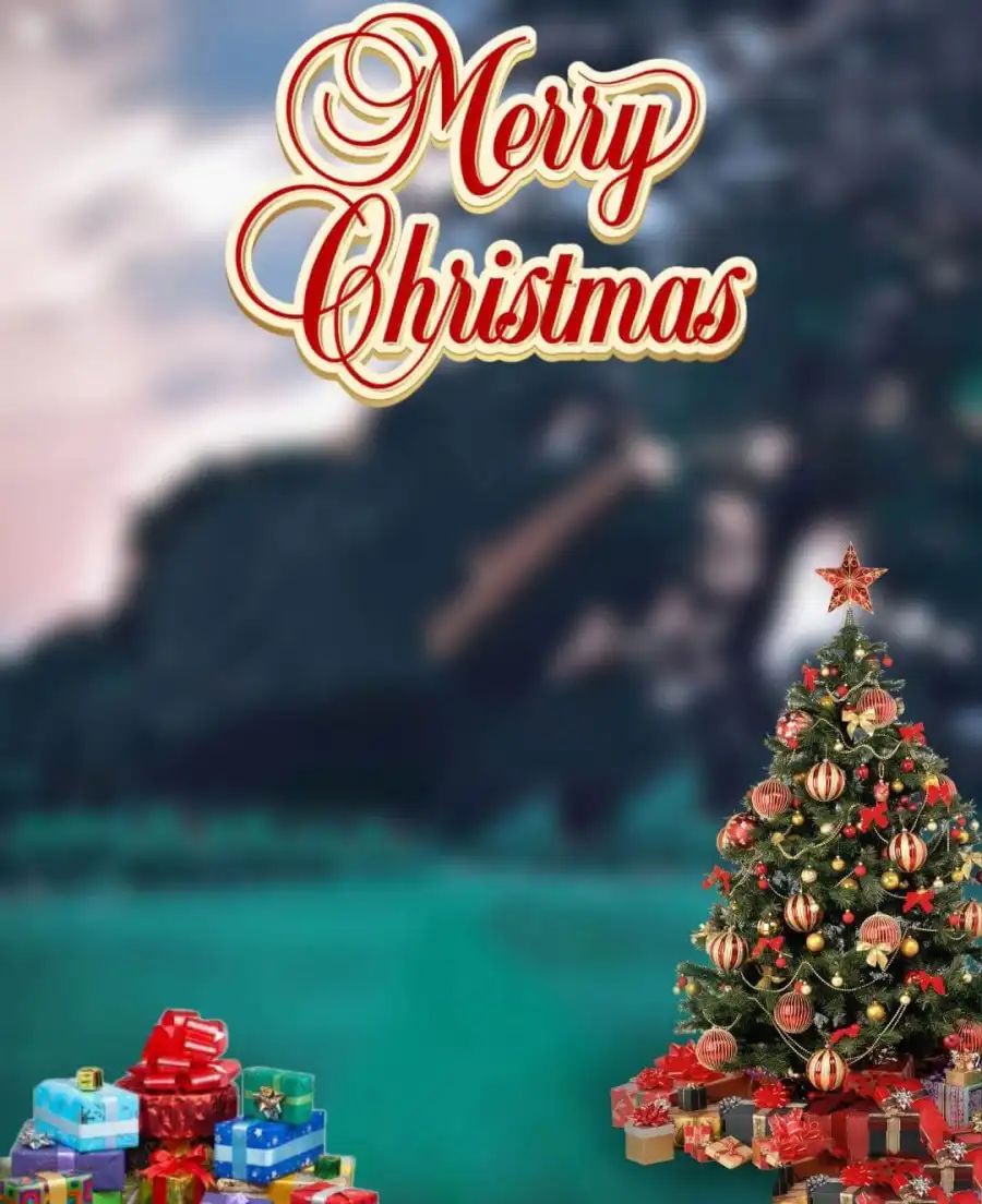 Christmas Tree With Mountain Editing Background  HD