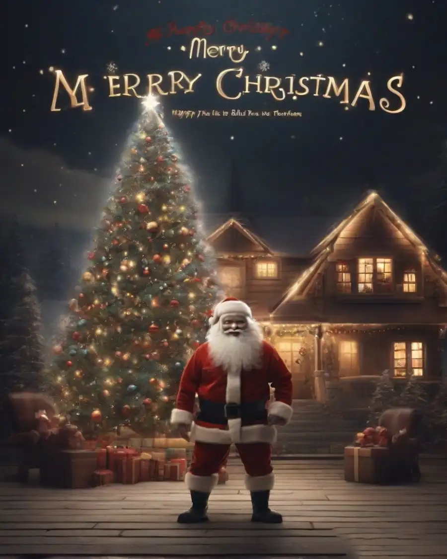 Christmas Tree With Santa Editing Background  HD