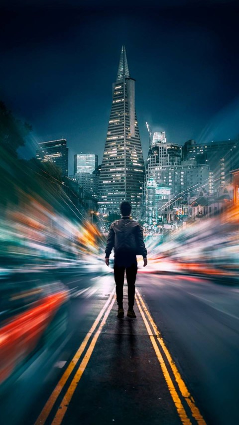 City Alone Boy Road Background HD Download Free