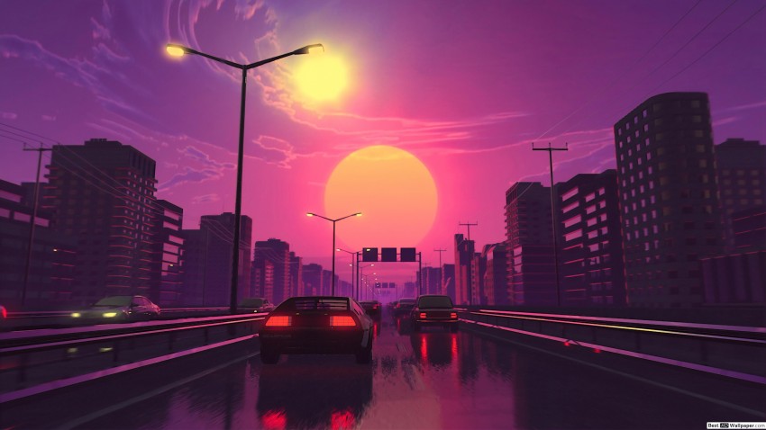 City Retro Road Background HD Wallpaper Photo