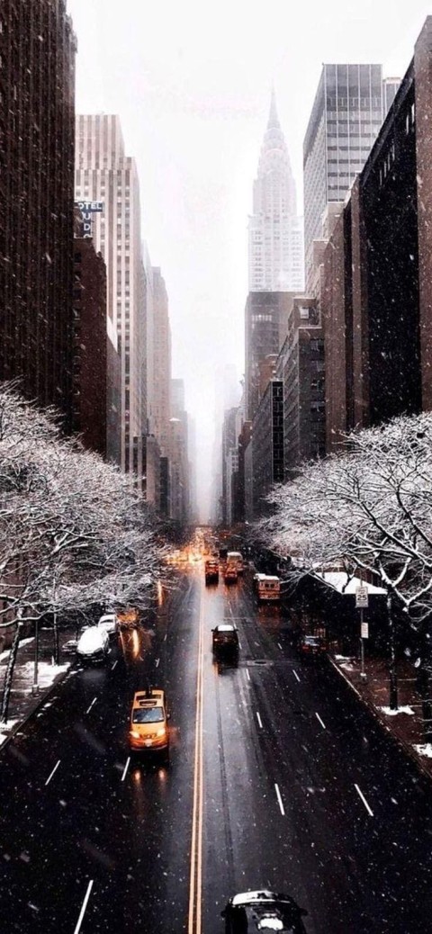 City Winter Road Background Full HD Download Free