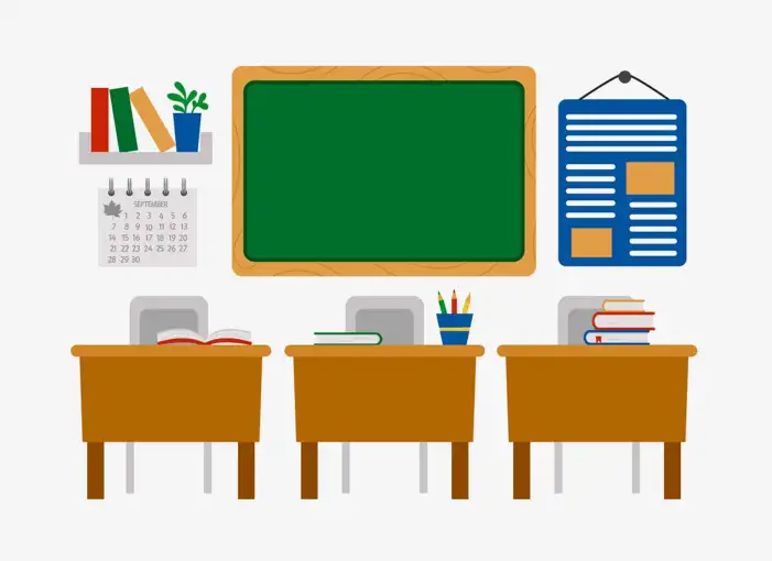 Classroom Clipart With Desks And Chairs Background HD Images