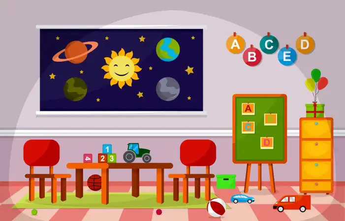 Classroom With Desks And Chairs Chalkboard Background HD Images