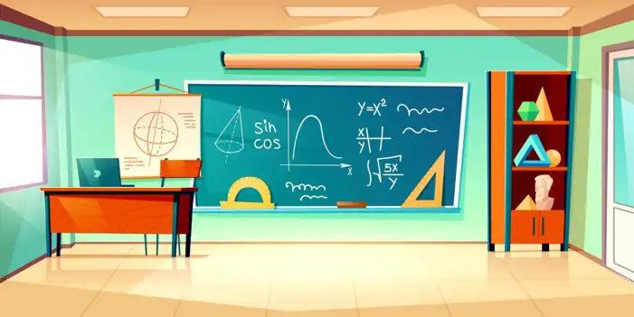 Classroom With Desks And Chairs Chalkboard Background HD Images