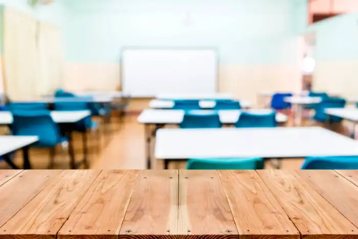 Classroom With Desks And Chairs Chalkboard Background HD Images