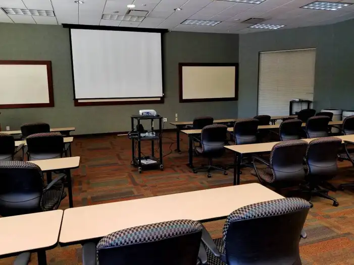 Classroom With Desks And Chairs Chalkboard Background HD Images