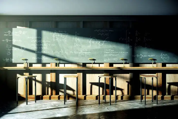 Classroom With Desks And Chairs Chalkboard Background HD Images