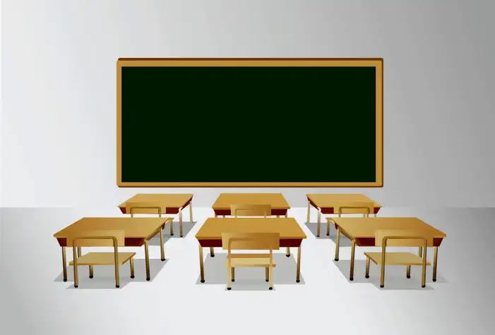 Classroom With Desks And Chairs Clipart Cartoon Background HD Images