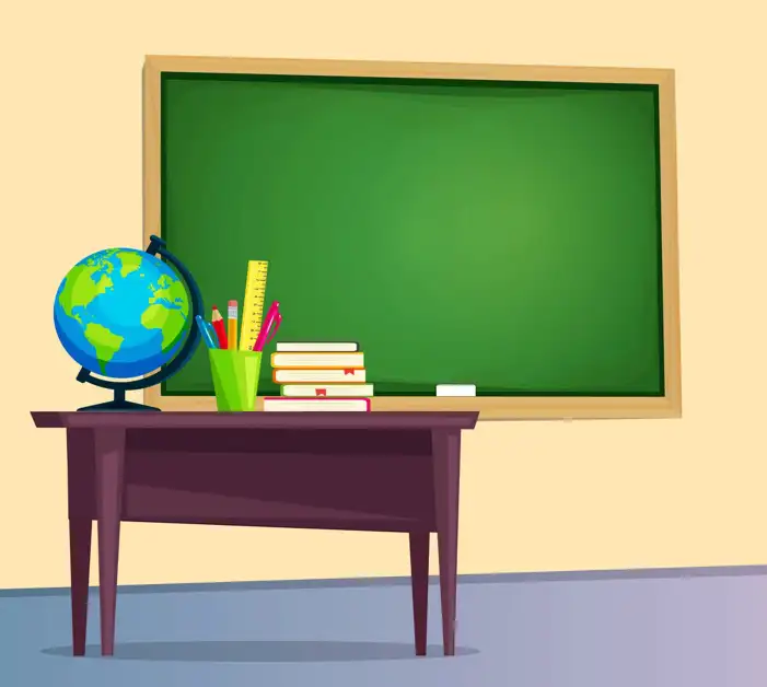 Classroom With Desks And Chalkboard Background HD Images