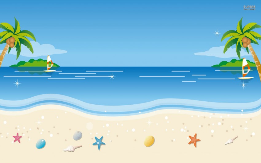 Clipart Beach PowerPoint Background Templates