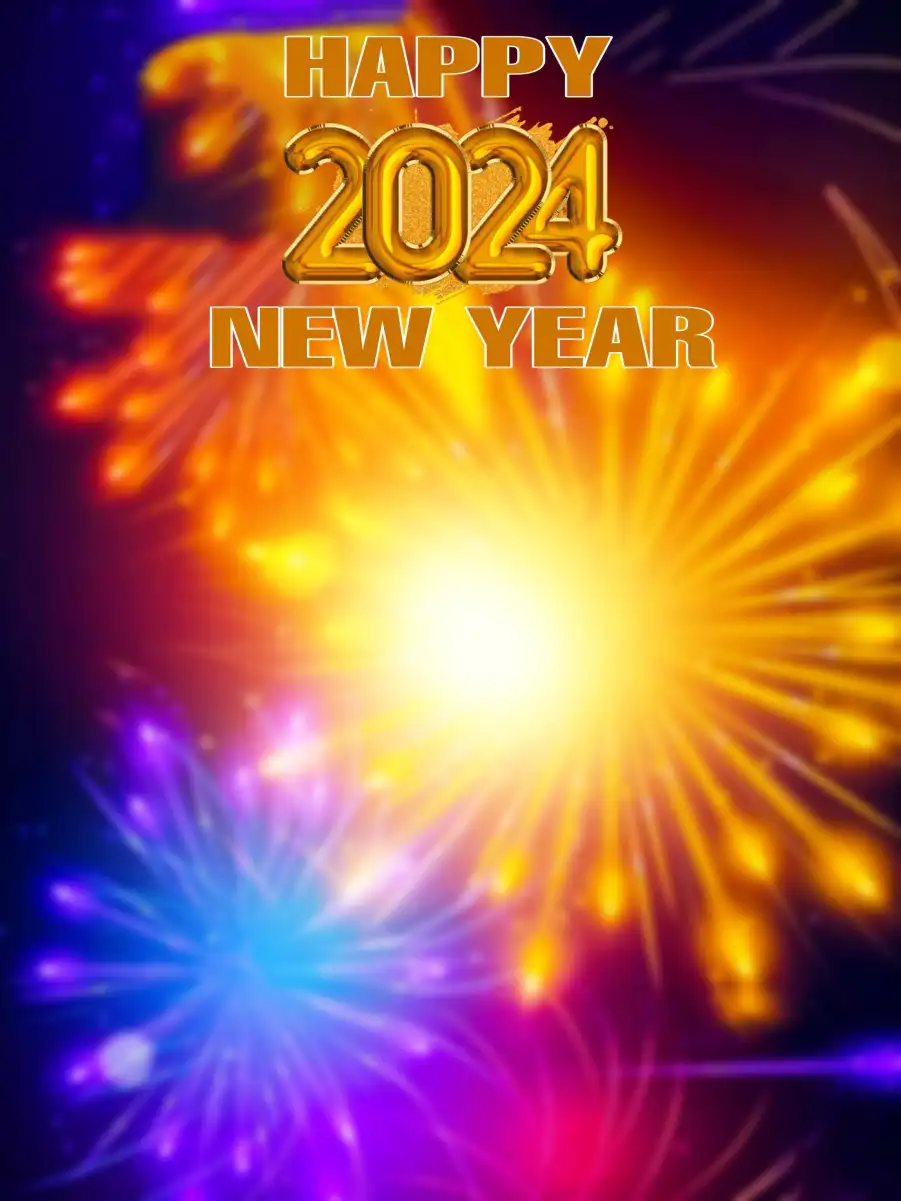 Colorful Fireworks In Sky Happy New Year 2024 Background