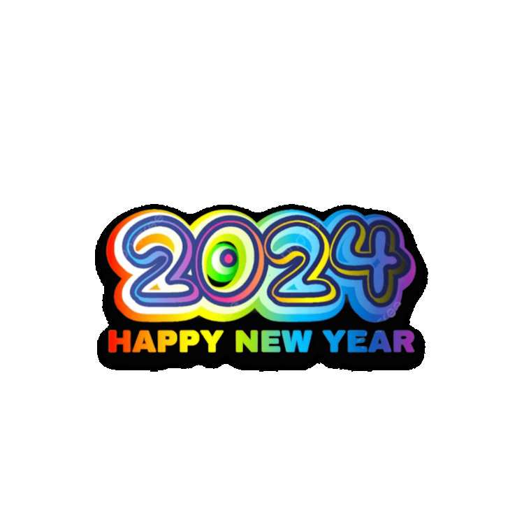 Colorful Happy New Year 2024 PNG Images