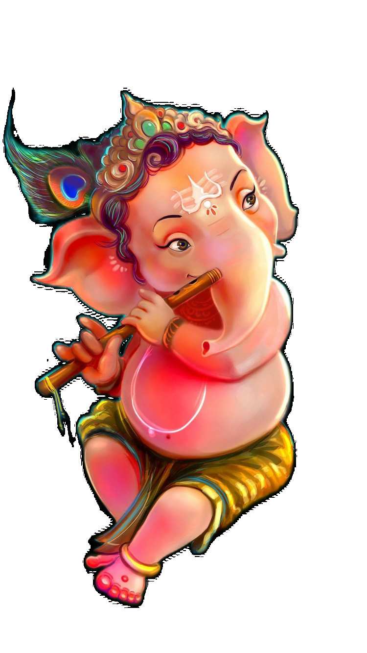 Cute Baby Ganesh Ji With Flute PNG Images Download Free