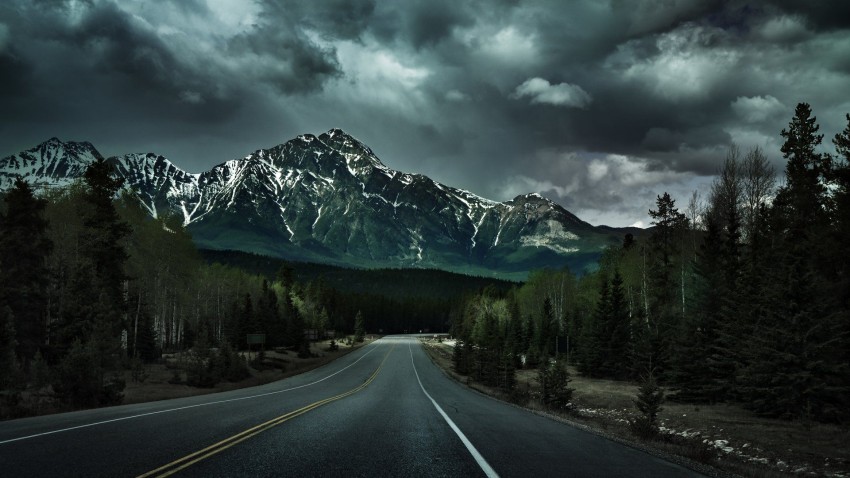 Dark Mountain Village Road Background HD Download